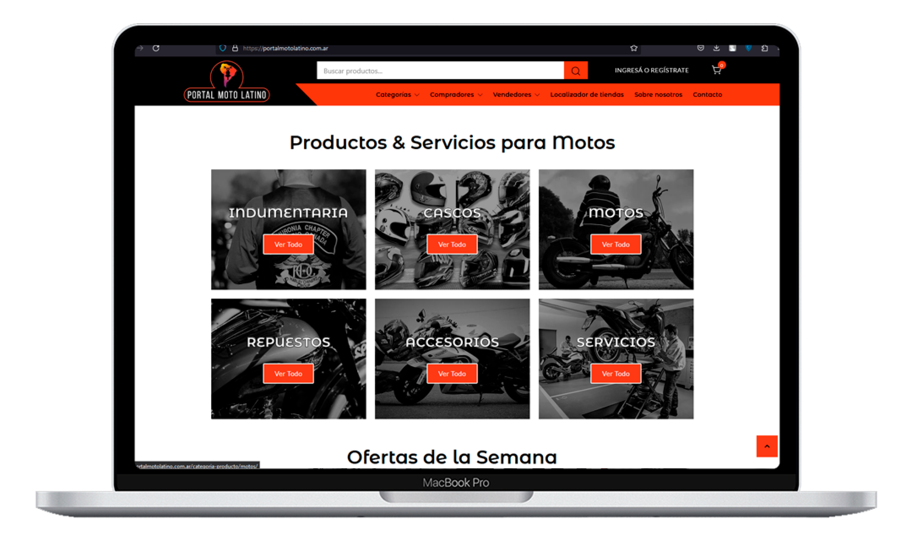 sitio web portal moto latino mockup