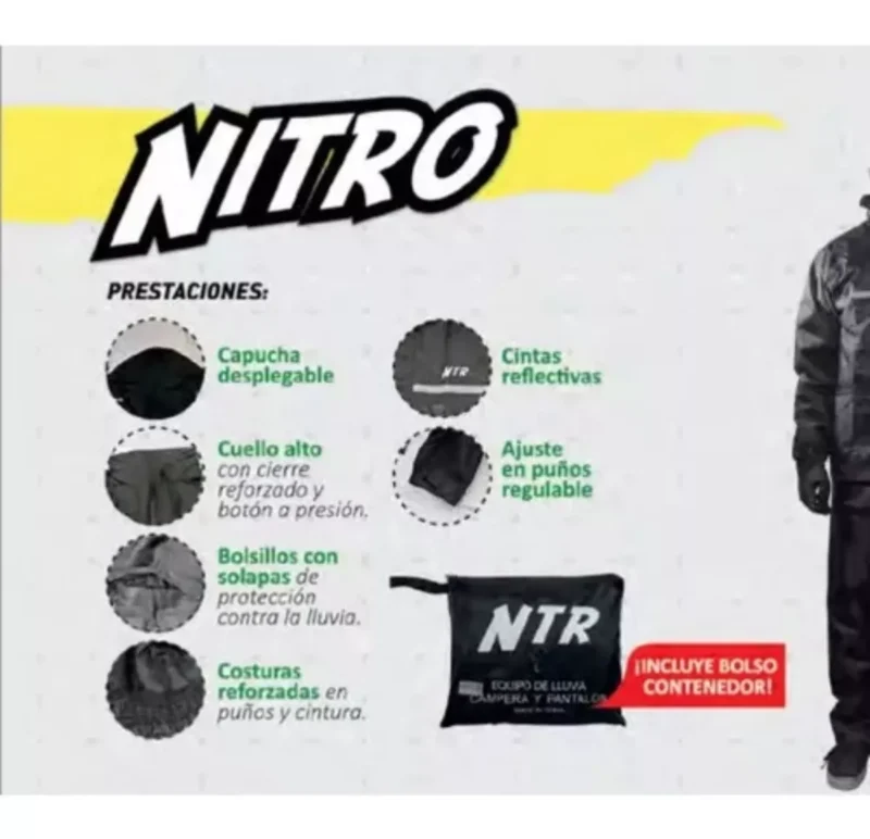 Traje de lluvia Nitro características