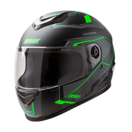 Casco Hawk RS1 Integral Alpha Negro Verde (3 Cuotas Sin Interes)