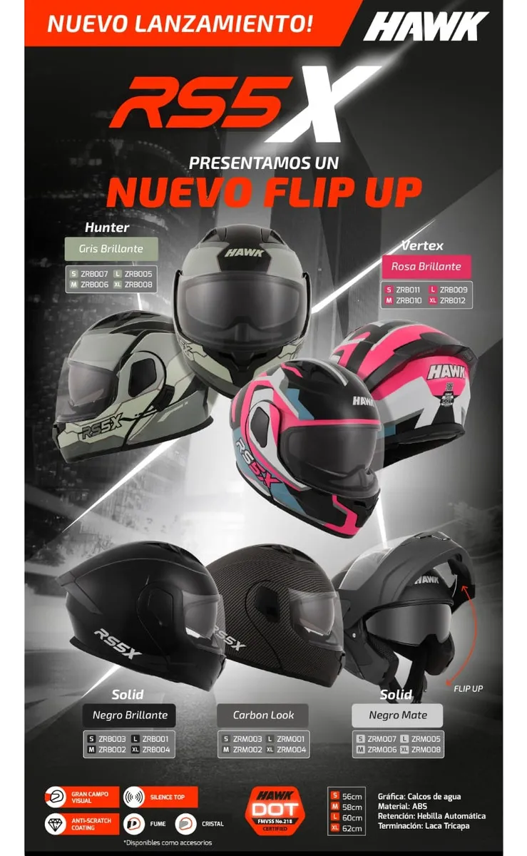 Casco Rebatible Hawk RS5X - Carbon Look Negro Mate - Certificación DOT Casco Rebatible Hawk RS5X - Carbon Look Negro Mate - Certificación DOT - Imagen 6