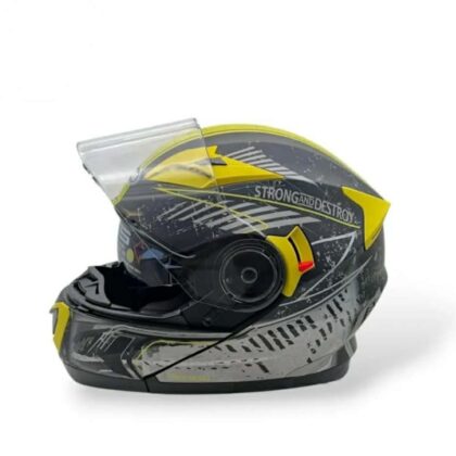 Casco Rebatible YEMA YM-925 negro y amarillo mate talle L
