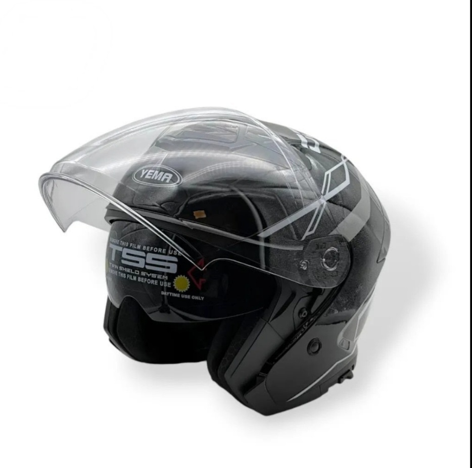 Casco Abierto YEMA YM 655 blanco negro talle L Casco Abierto YEMA YM 655 blanco negro talle L