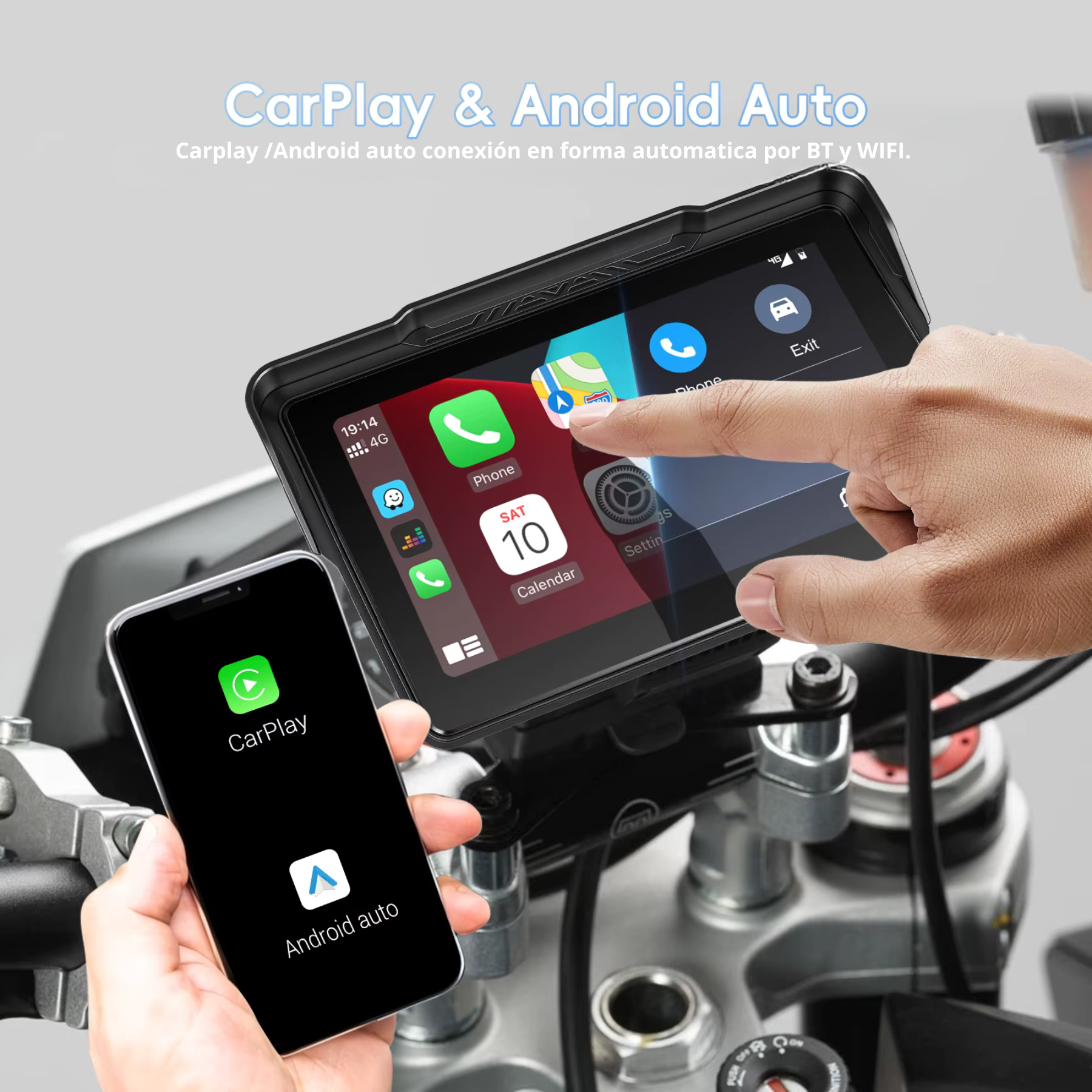 Carplay Moto 7 pulgadas Simbron Android IOS Vertical con sensores de presión de neumaticos Carplay Moto 7 pulgadas Simbron Android IOS Vertical con sensores de presión de neumaticos - Imagen 8