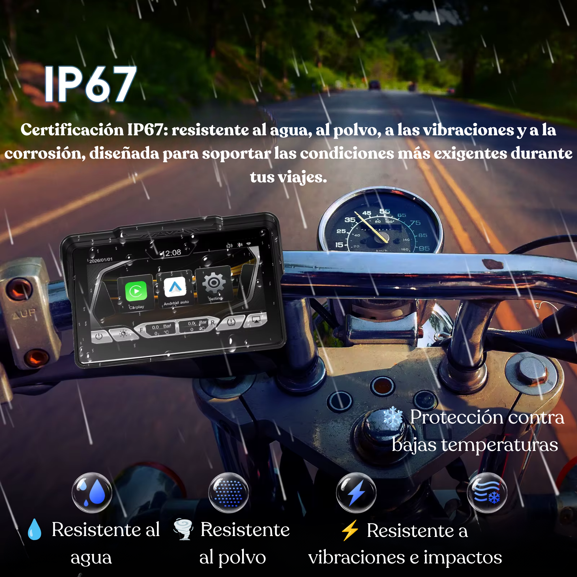 Carplay Moto 7 pulgadas Simbron Android IOS Vertical con sensores de presión de neumaticos Carplay Moto 7 pulgadas Simbron Android IOS Vertical con sensores de presión de neumaticos - Imagen 4