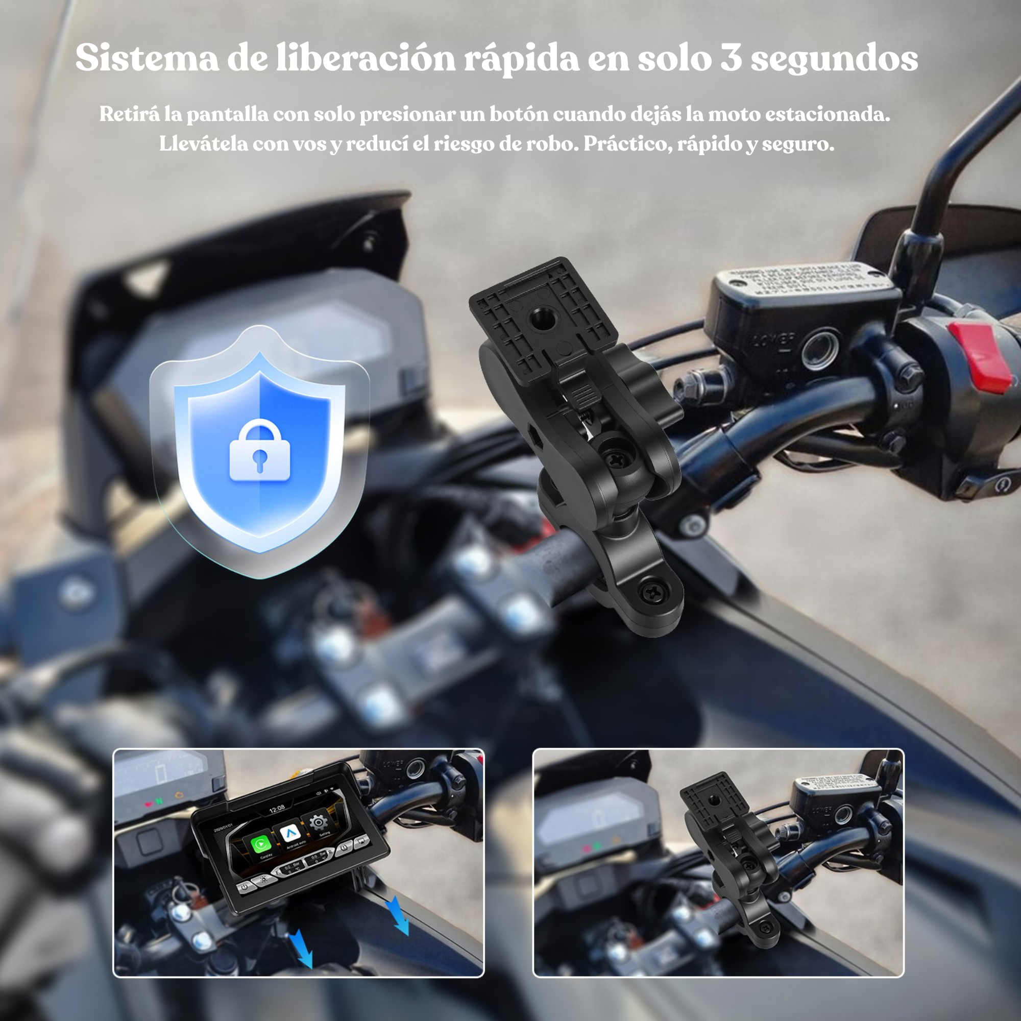 Carplay Moto 7 pulgadas Simbron Android IOS Vertical con sensores de presión de neumaticos Carplay Moto 7 pulgadas Simbron Android IOS Vertical con sensores de presión de neumaticos - Imagen 3