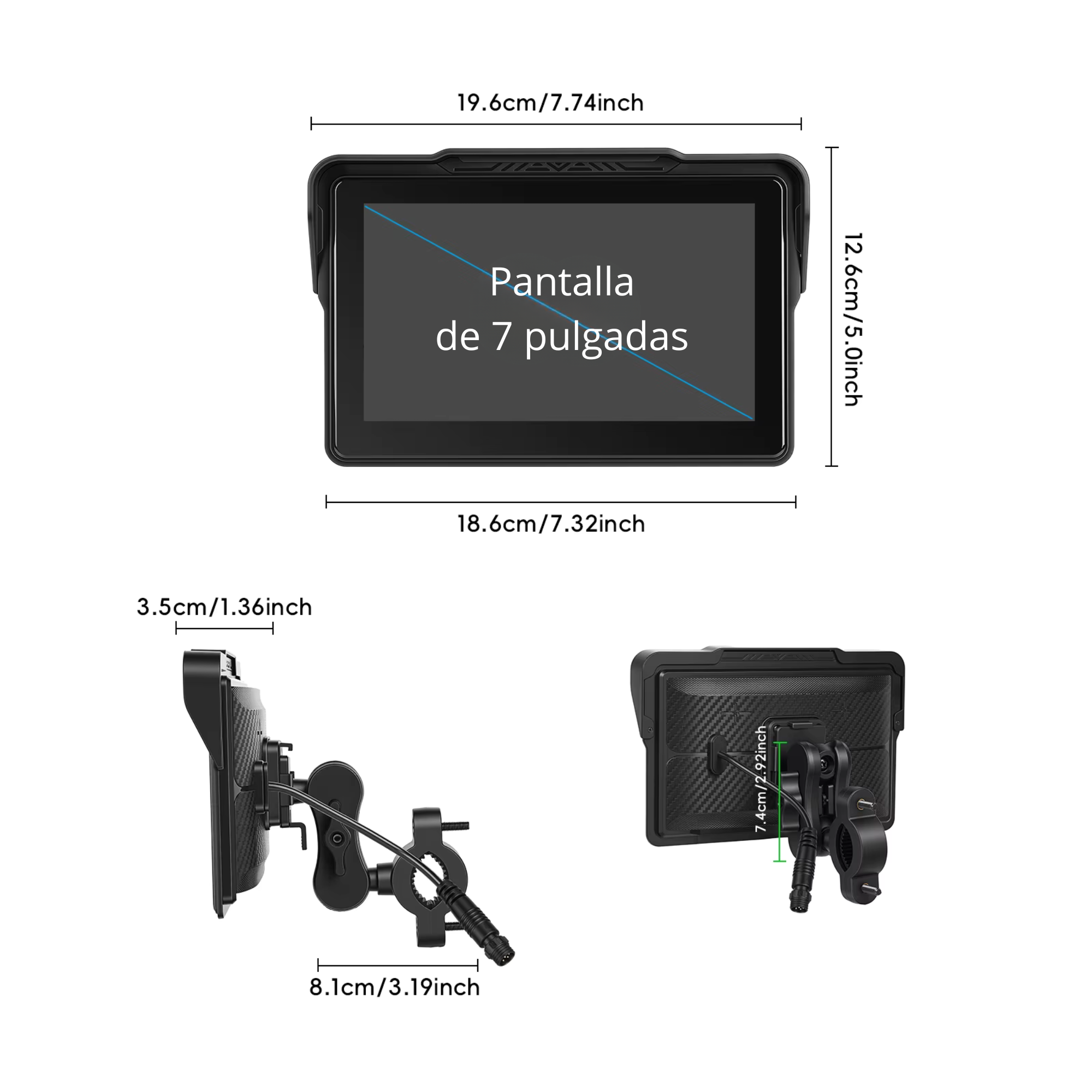 Carplay Moto 7 pulgadas Simbron Android IOS Vertical con sensores de presión de neumaticos Carplay Moto 7 pulgadas Simbron Android IOS Vertical con sensores de presión de neumaticos - Imagen 5
